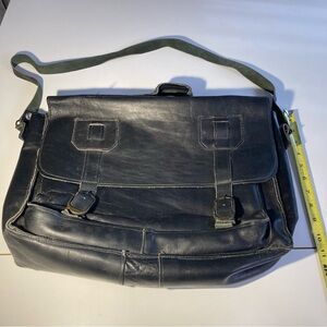 Elegant Black Leather Messenger Bag Bike School Laptop Vintage Shoulder Strap